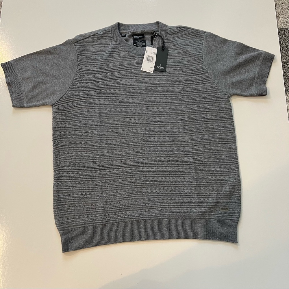 NWT Buffalo David Bitton Heather Grey Polo Shirt- Medium